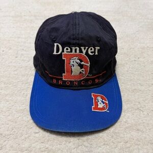 Vintage 90's Denver Broncos NFL Hat Cap Snapback Spell-out Two-Toned